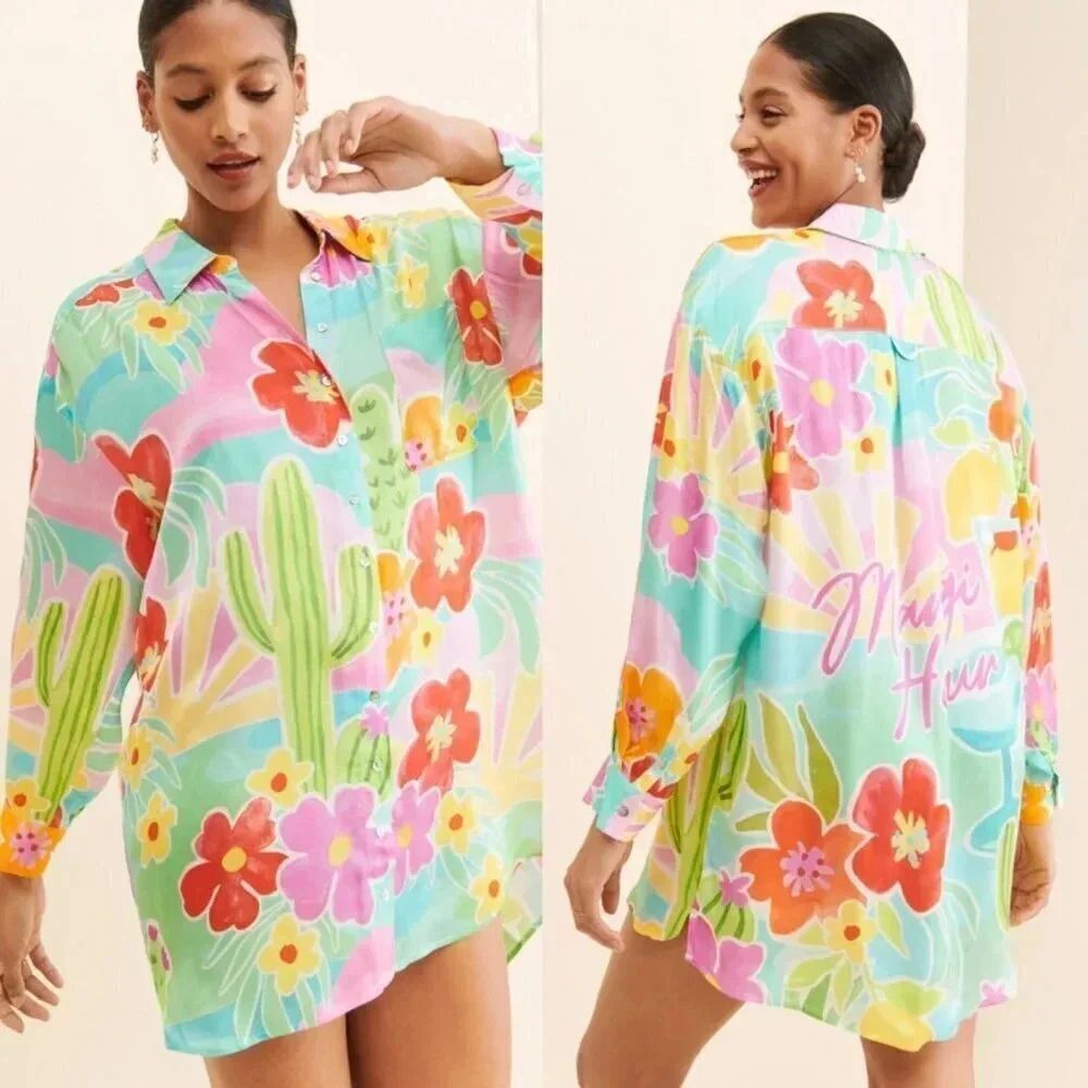 Free People Spell Margi Hour Shirt Dress Size Medium NWOT $199 - Picture 12 of 14